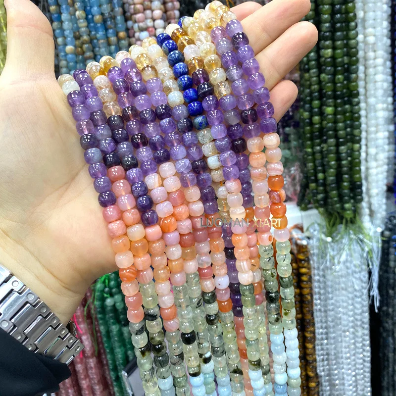 Natural Gem Stone Flat Round 7-8mm AAA Lemon Quartz Crystal Spacer Beads for Jewelry Making Diy Bracelet Charms Accessories 15''