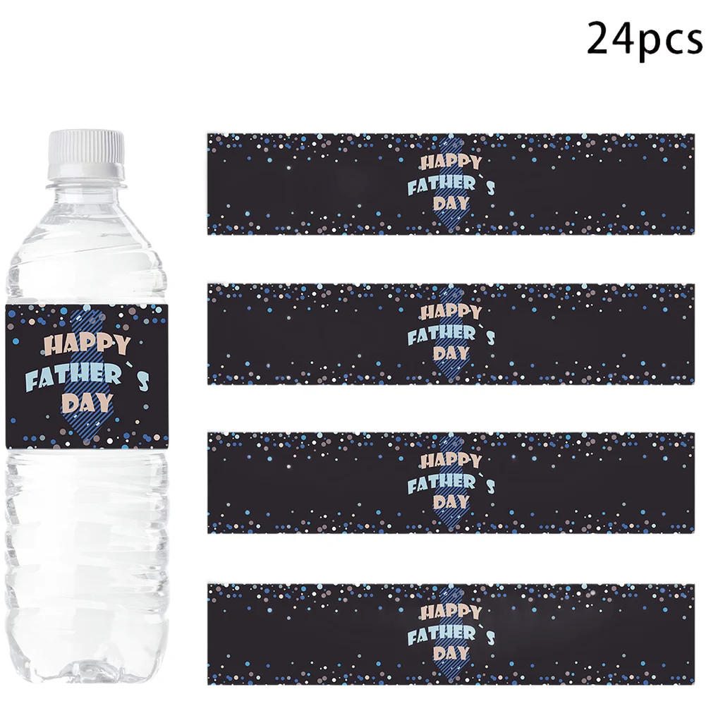 Waterproof Father's Day Bottle Stickers 24pcs Plastic Labels for Beverage Container Decoration and Patriotic Themes
