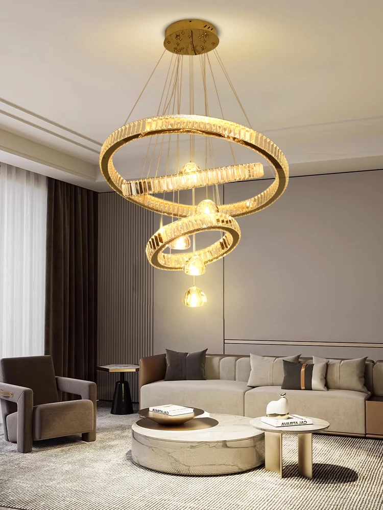 Design Chandelier for Living Room Luxury Style Crystal Chandelier Ring Pendant Light Fixture and Hanging Chandelier