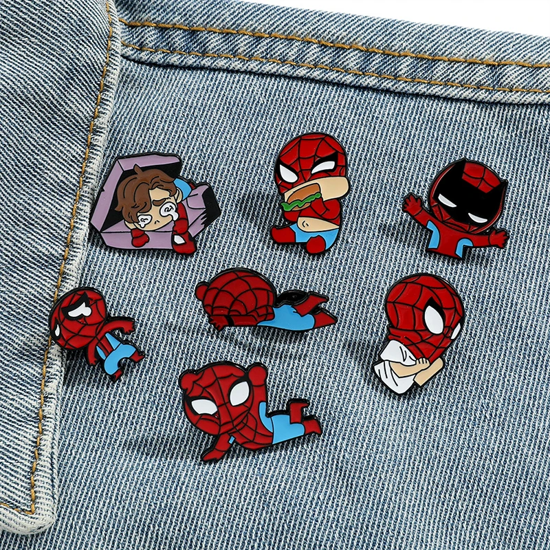 Spider Man morale seal badge alloy logo brooch superhero Marvel pendant,Lapels,Pins,Chest Badges,tactical Clothing Accessories