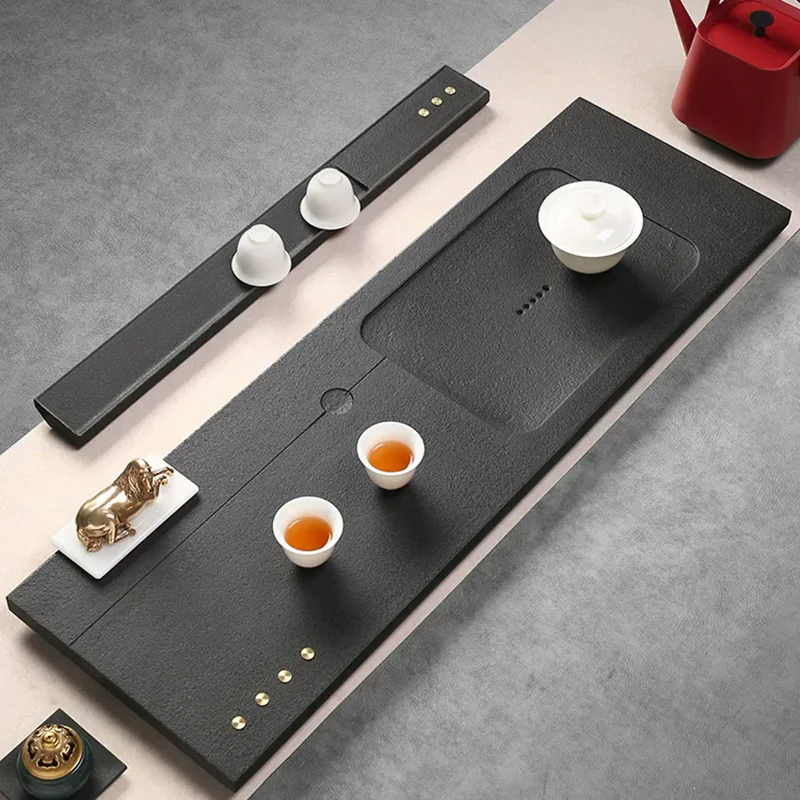 Stone Luxury Tea Tray Office Chinese Rectangle Long Hospitality Living Room Dining Tea Tray Black Bandejas Home Decorationgs