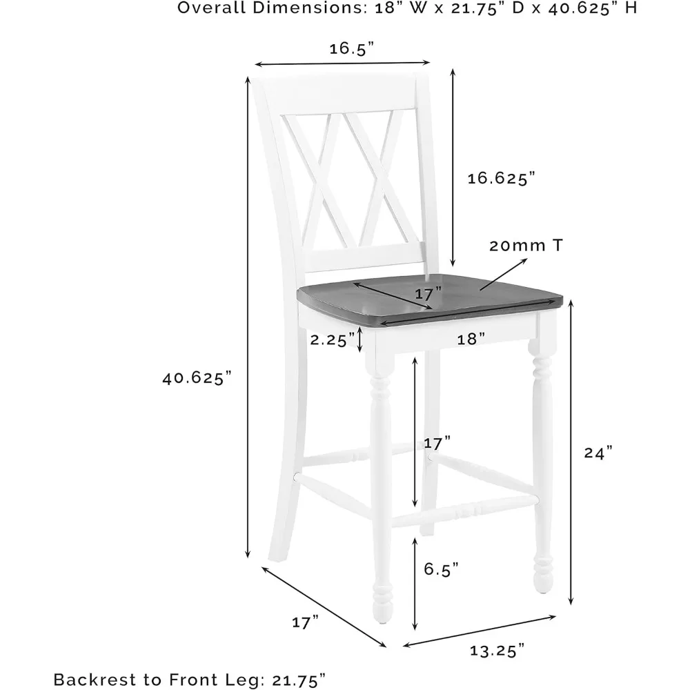 Wood X Back Counter Height Bar Stools Set of 2