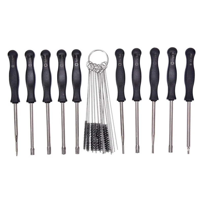 25Pcs Screwdriver Splined & Brush Kit Chainsaw Carb Carburetor Adjusting Fix Tool for Engine Trimmer Weedeater