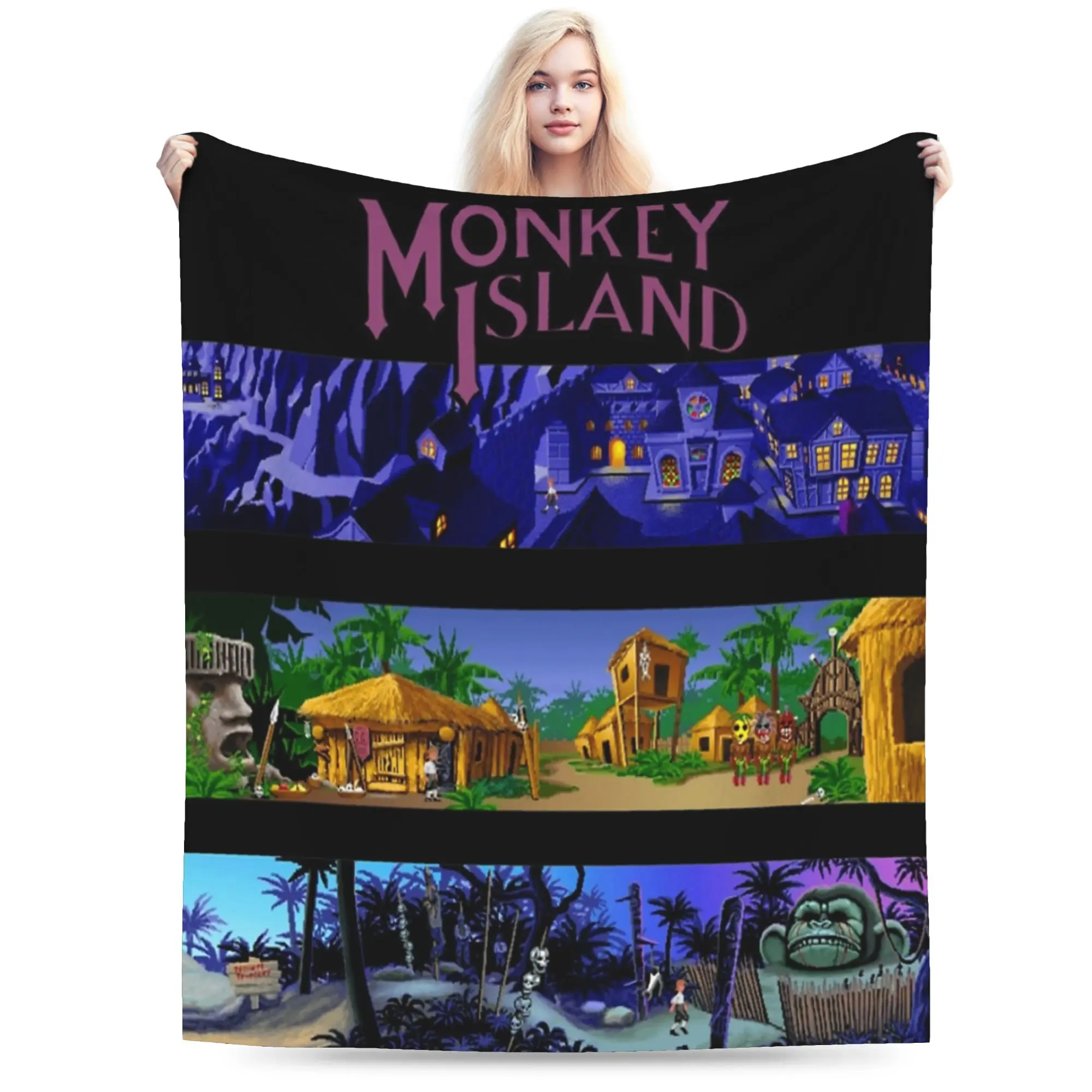 The secret of Monkey Island Backgrounds   Blanket Super Soft Warm  Throw Blankets for Couch 50x60 Inch Multiple Sizes Quilt