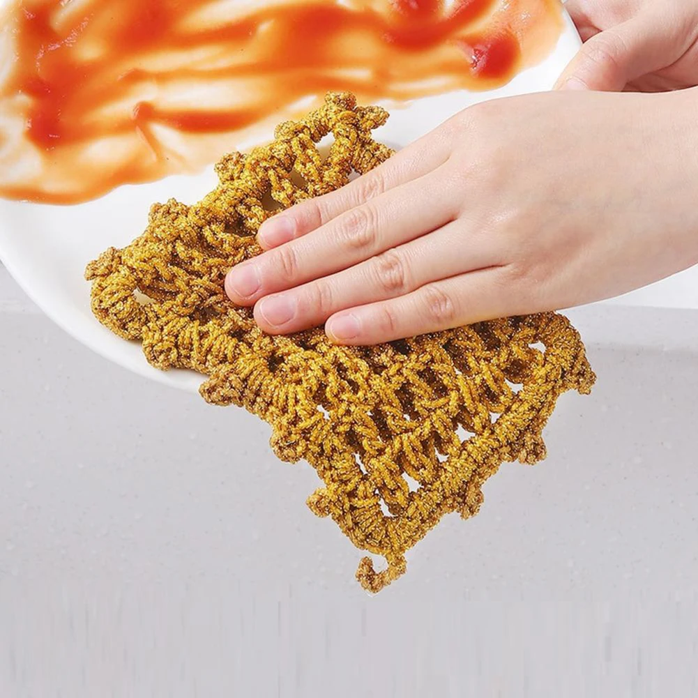 Kitchen Gold Thread Cleaning Cloth Powerful Stain Removal Dishcloth Kitchen Tool