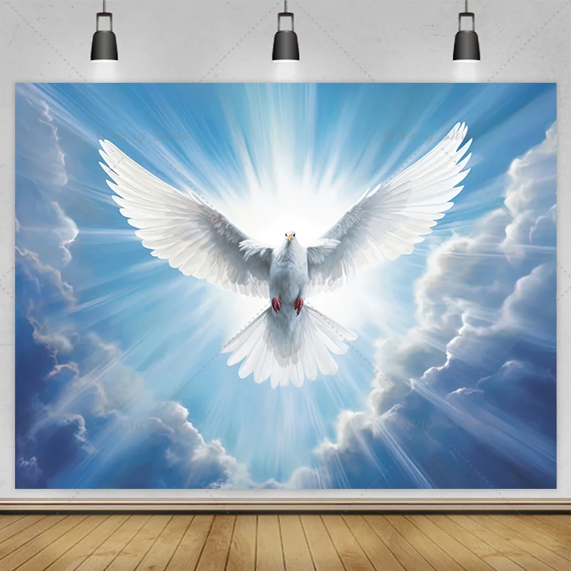 Peace Dove Holy Spirit Bird Blue Sky And White Clouds Photography Heaven White Dove Background Church Decoration Banner