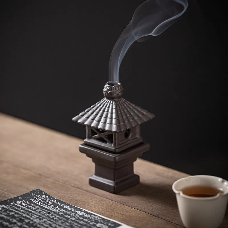 Mini Plate Incense Burner Ceramic Lighthouse Ancient Zen Aroma Burner Home Indoor Sandalwood Tea Ceremony Incense Ornament ZF370