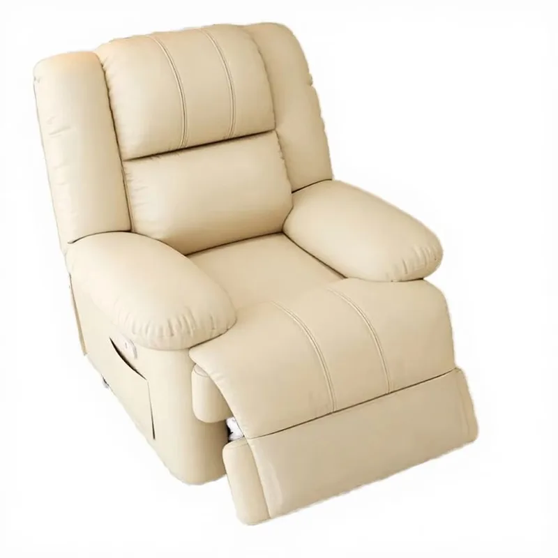 Modern single electric recliner sofa chair remote control retractable foot pedal inflatable waist support adjustable fabric seat