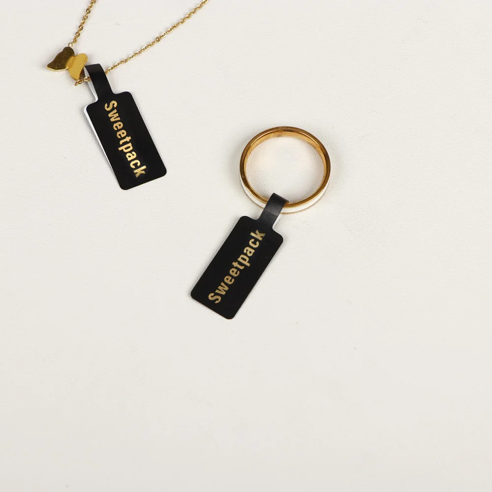 

200pcs Black Ring Custom Logo Price Tag Necklace Bracelet Packing Lable For Jewelry Display Making Accessories Finding Wholesale