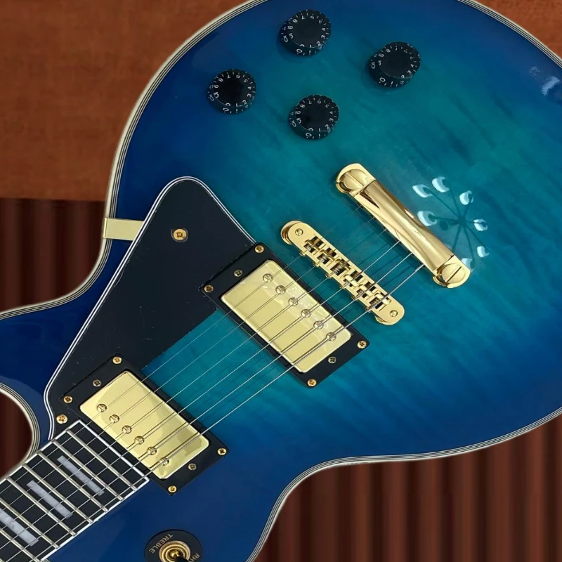 Blue Gradient Flamed Maple Top Solid Body LP00S Electric Guitar Gold Hardware HH Pickups 4 Control Knobs Free Shipping Rock