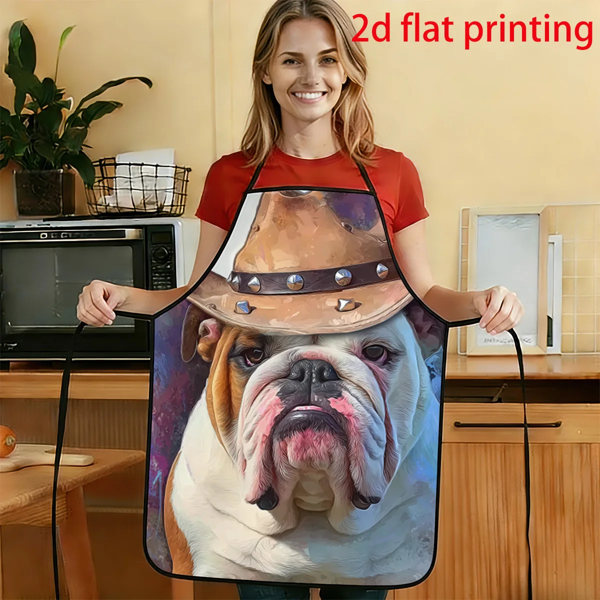 Cute Bulldog Portrait Apron Waterproof Kitchen Apron for Cooking Baking BBQ Gift for Her