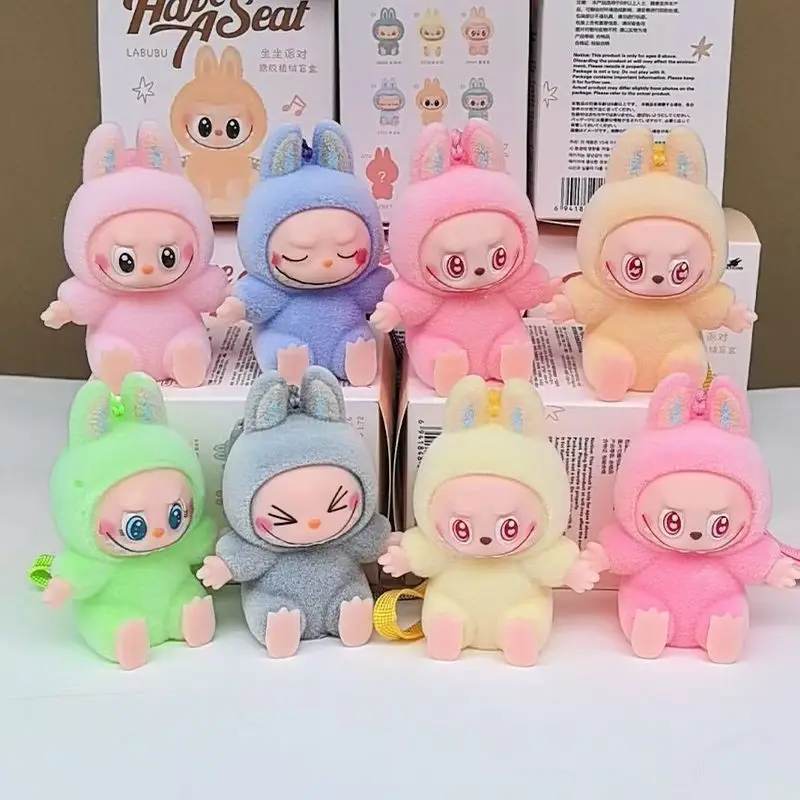 Labubu The Monsters Vinyl Flocking Model Doll Blind Box Heart-Moving Macaron Cute Anime Figure Collection Blind Bag Toys Gifts