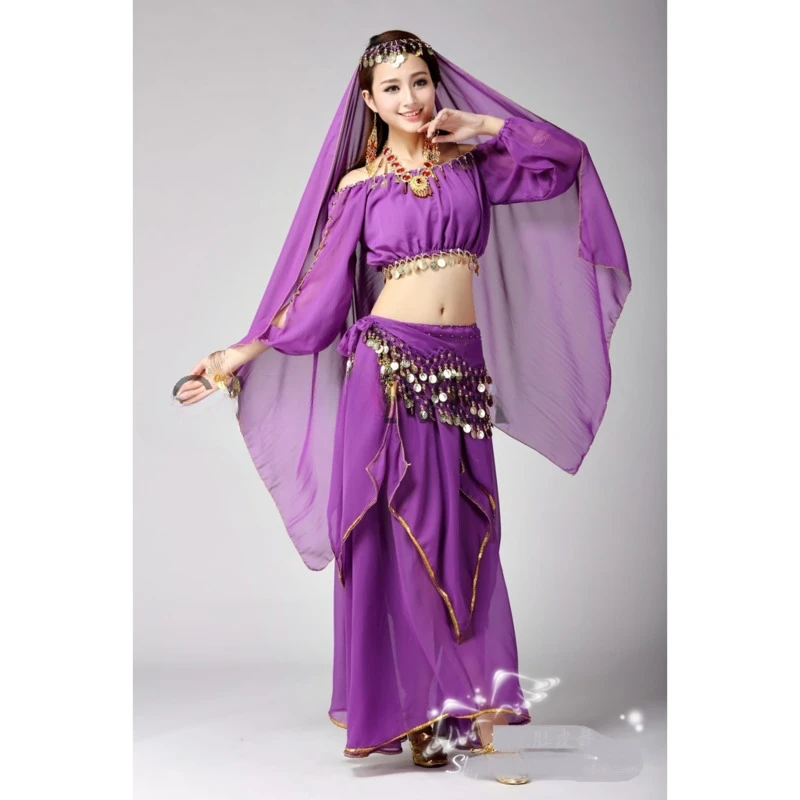 oriental belly dance costume set professional bollywood dress indian sari bridal women top skirt chiffon bellydance perfomance