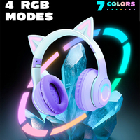 Gradient Color LED Cat Ear Bluetooth Wireless Headphones Cute Cat Ear Headphone Gaming Headset and Noise Cancelling Headset RGB