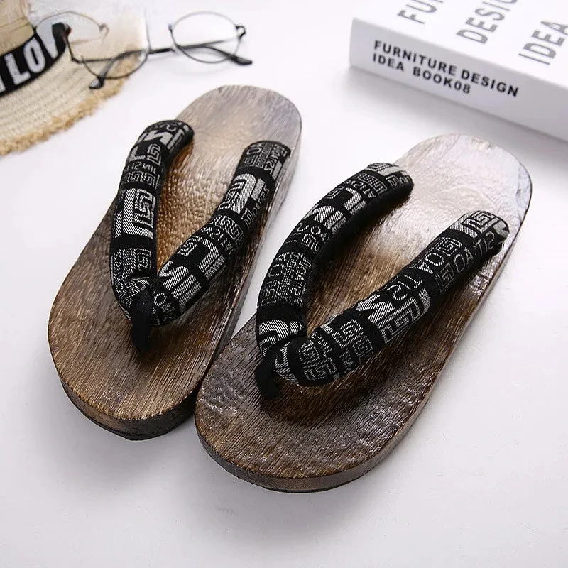 Geta Anime Anime Cosplay Costumes Japanese Geta Sandals Summer Sandals Men Flat Wooden Shoes Clogs Slippers Flip-flops