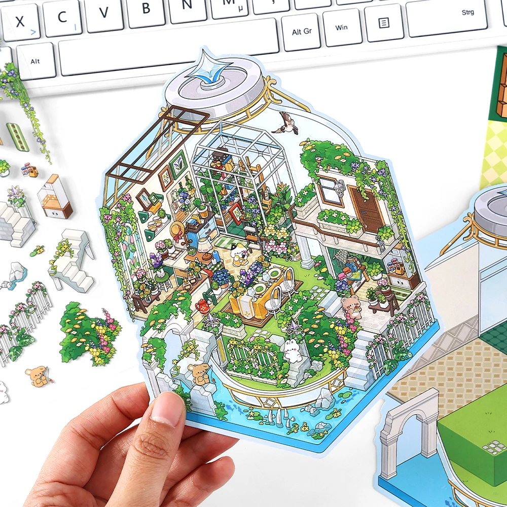 Kawaii  Deep Sea Home  3D DIY Landscape Sticker Pocket Cabin Scene Stacking Pasting Festival Birthday Gift for Kid Child ﻿ ﻿