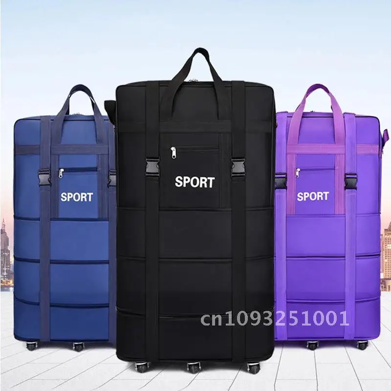 22/23/25/31Inch Rolling Luggage Multilayer Expanded Travel Wheeled Oxford Suitcase Men Black XA856F Trip Weekend Foldable Women