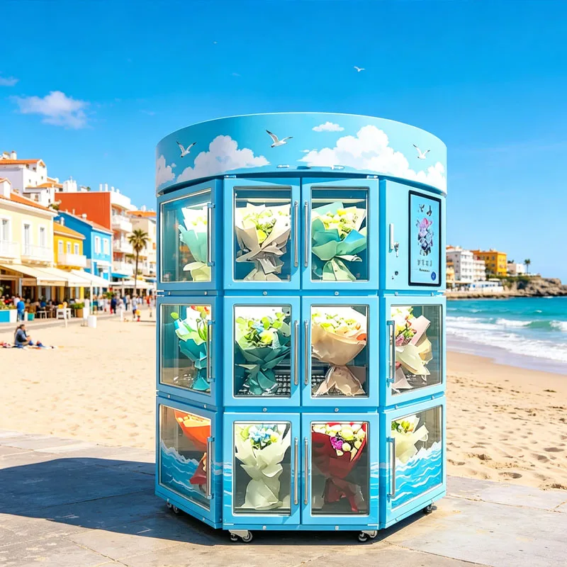 Bouquet Vending Machine Refrigerated Floral Display Cabinet with Cashless Payment System Customized