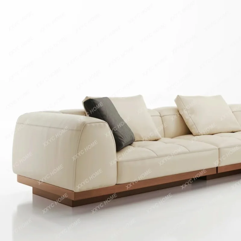 Light luxury large flat floor apartment post-modern corner concubine solid wood bottom sofa