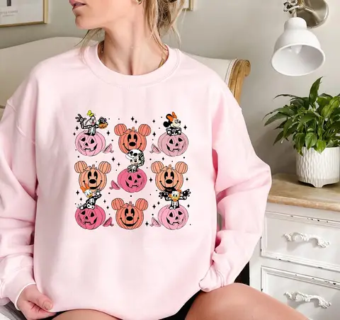 Mickey Ve Arkadaşları İskelet Balkabağı Disney Cadılar Bayramı Kazak Sevimli Sonbahar Kazak Disney Balkabağı Kazak