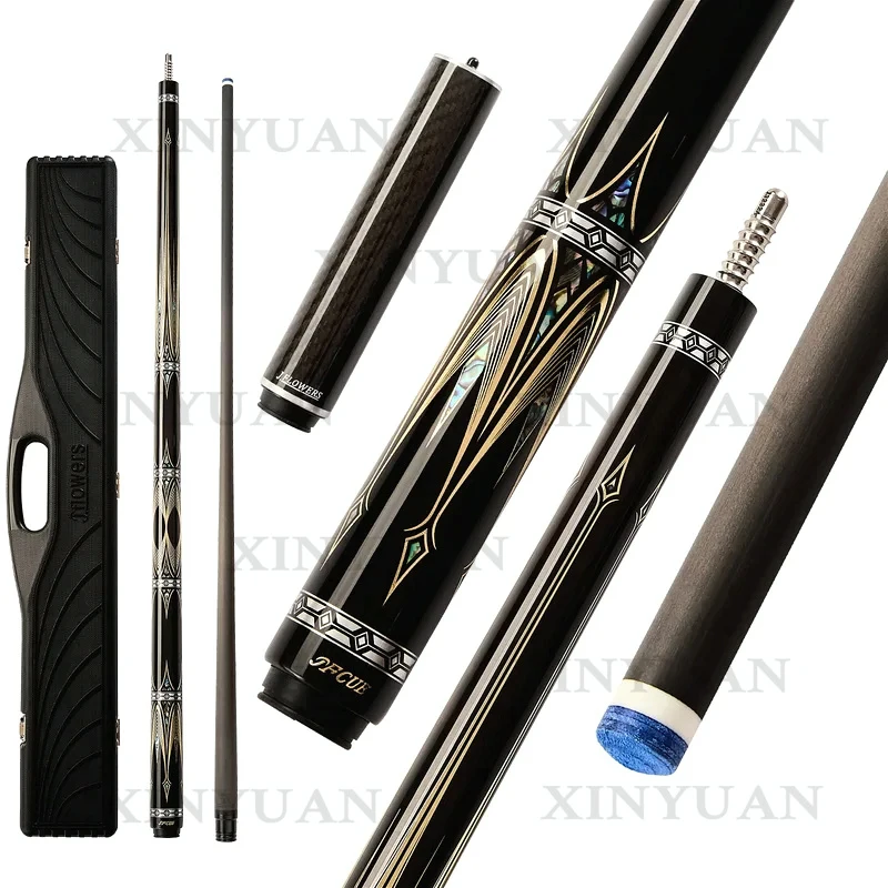 Pool Cue, Low Deflection Carbon Fiber Billiard Stick with Gold Armor Design, Complete 20-26 Billiards Kit
