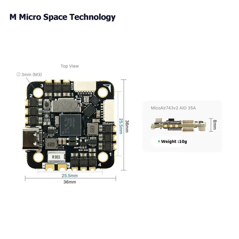 NEW HOT In Stock-H743 V2 AIO 35A Flight Controller ESC PX4 2-6S Battery Support Dual IMU Industrial-Grade PM/PX4 INAV
