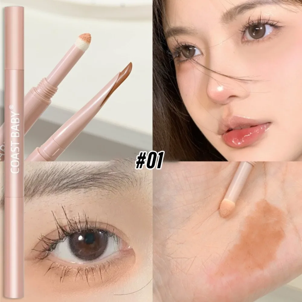 Waterproof Double-Ended Eyeliner Pencil Creamy Smooth Long-Lasting Gel Eye Liner Pen Eye Brightener with Brush Eyeshadow Pencil