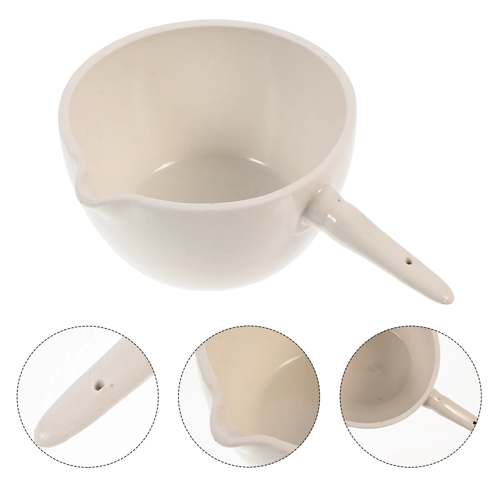 2Pcs Ceramic Round Evaporating Dish 150Ml Handle Heat Resistant Laboratory Basin Mixing Bowl Science Evaporating Container