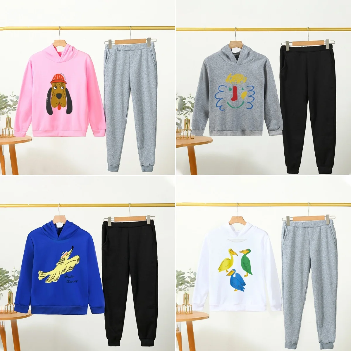 

2024 autumn kids clothing sets boys hoodies and pants girls clothes set 2 pcs/set kids tops cotton cartoon clothing set