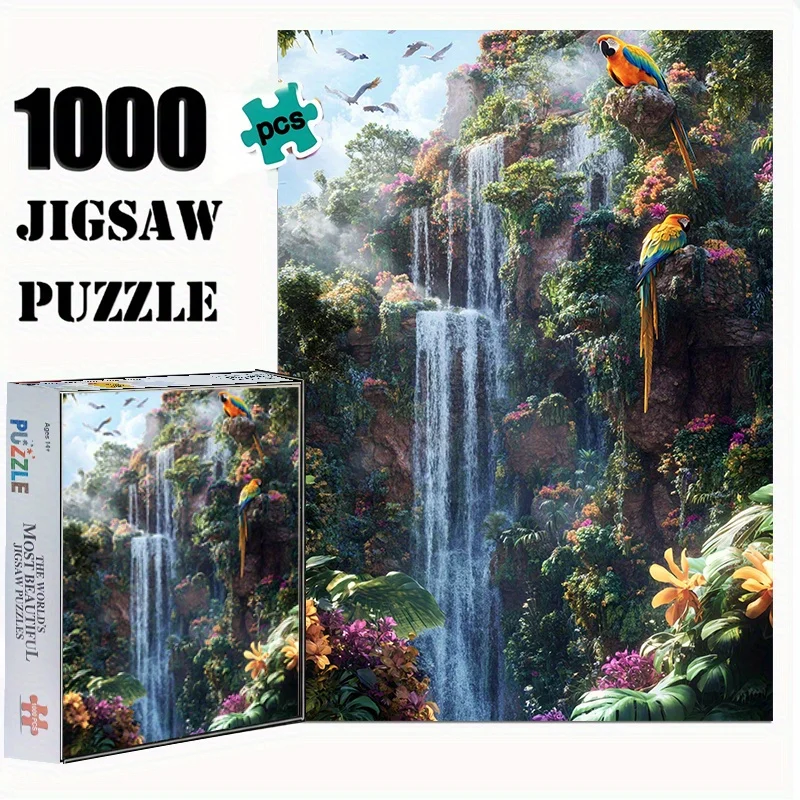 1000+ Pieces Vibrant Parrot & Tropical Scene Jigsaw Puzzle - Thick Durable Paper, Seamless Fit, 50.04x69.85 cm - Ideal for Adu