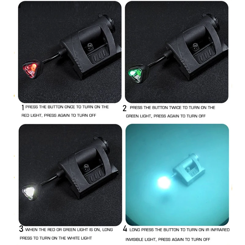 Mpls Tactisch Helmlicht, Helmverlichtingssysteem, 4 Modi Militaire Helmzaklamp, Groen En Rood Infrarood Laserverlichting