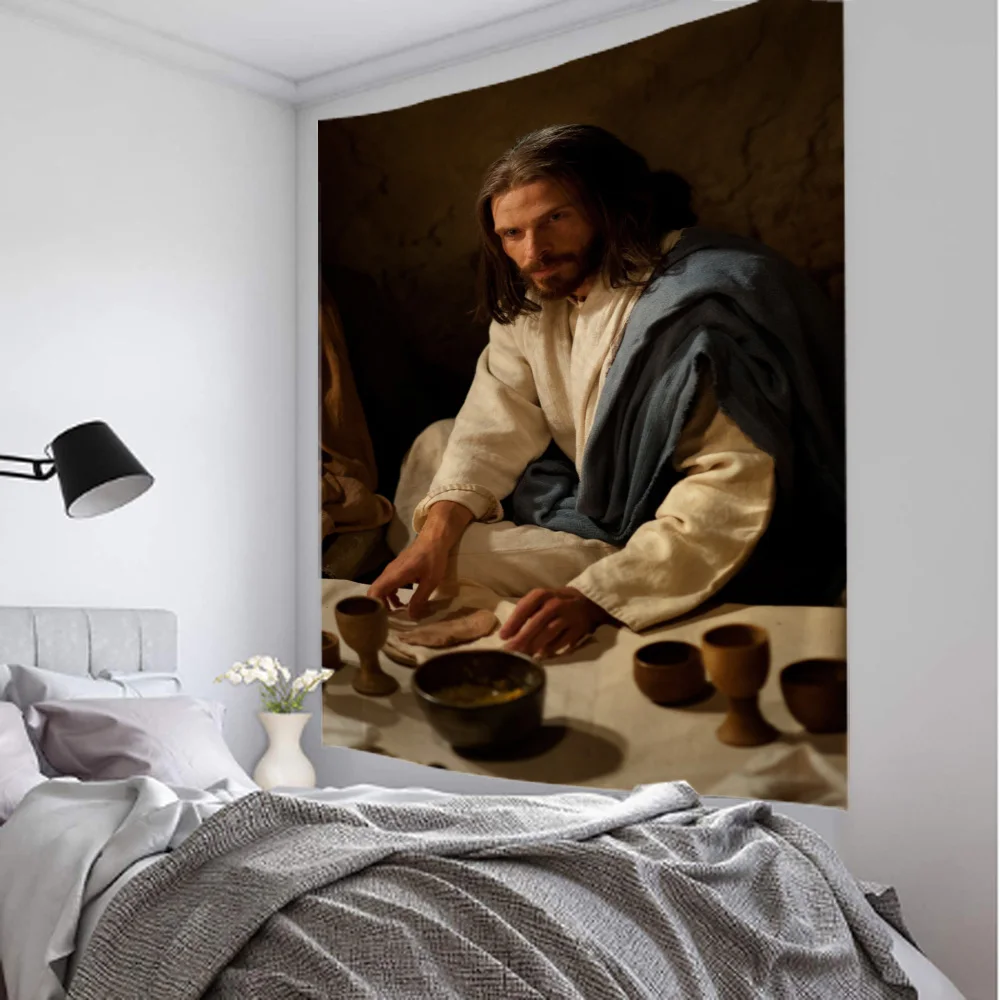 Tapeçaria de pintura a óleo vintage com jesus cristo design para decoração de parede, para casa, quarto, sala