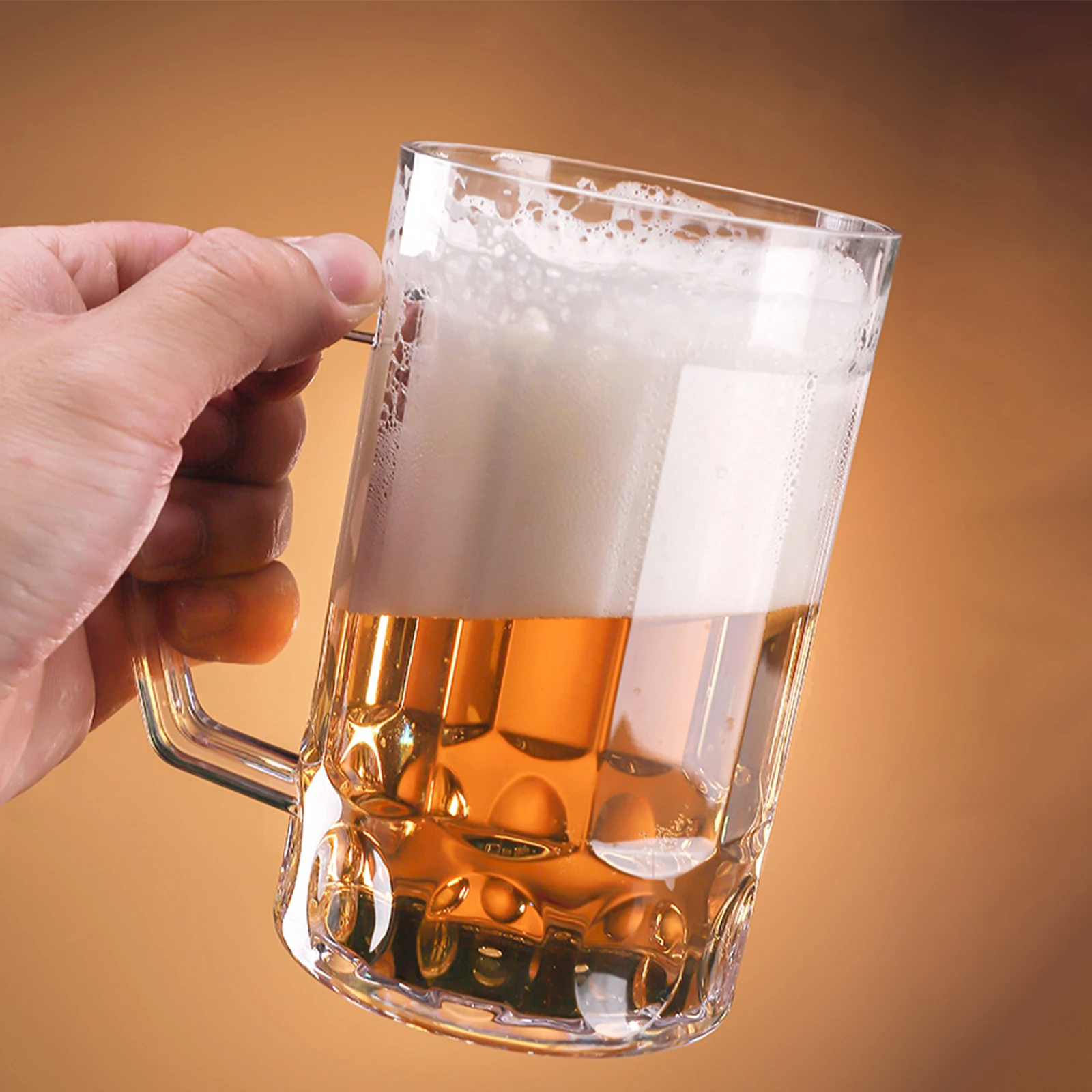 

Transparent Beer Mug Plastic Material Double Layer Reusable Water Cup Nonslip Handle Gifts Craft Details Temperature Resistant