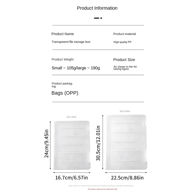 Scatola portaoggetti antipolvere per documenti A4 scatola portadocumenti impermeabile in plastica trasparente con doppia fibbia libri organizzatore certificato di laurea