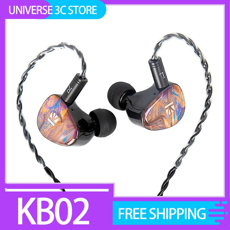 Kbear Kb02 인이어 골전도 하이브리드 이어폰, Hifi 베이스 모니터, 유선 헤드폰, 교체 가능한 Iem 케이블, 게이밍 커스텀
