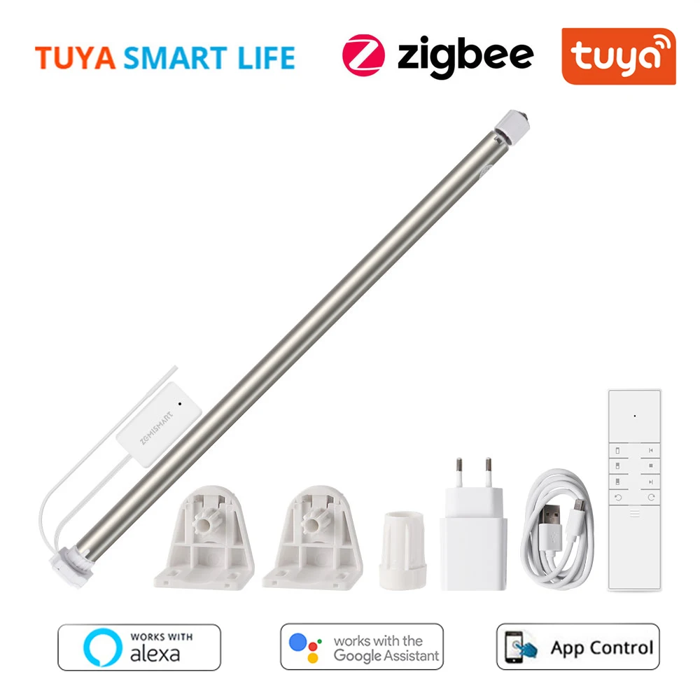 

Tuya Smart Life Zigbee Roller Shade Motor for 17 25 28mm Tube Alexa Google Home Voice Control Electric Blind Engine with EU Plug