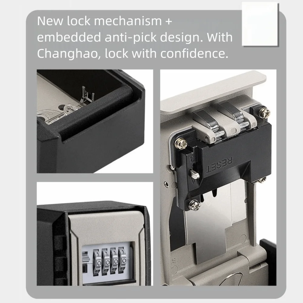 4 Digits Password Password Key Box Large Capacity Metal Construction Alloy Padlock Key Case Space Saving Waterproof