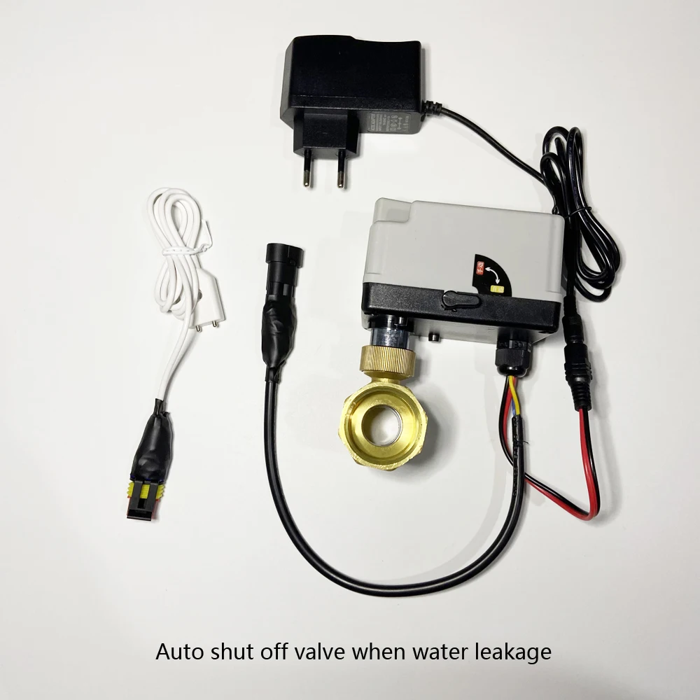 1 قطعة 100-240Vac أمن الوطن جهاز استشعار إنذار تسرب المياه السيارات اغلاق DN15 صمام مستودع كاشف تسرب المياه 1 متر كابل