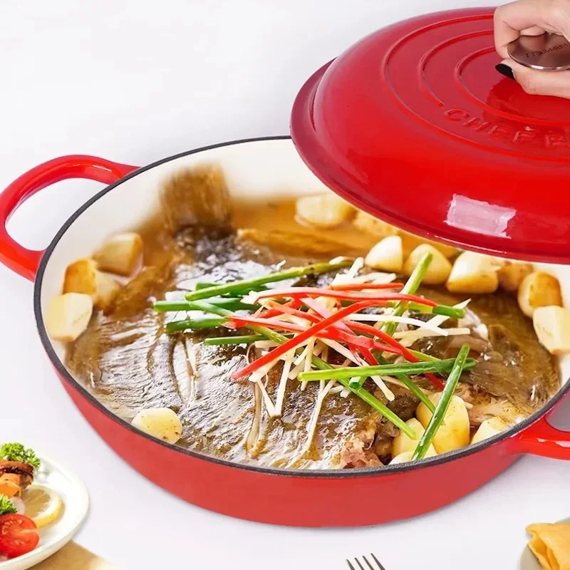 33cm Cast iron cookware cast iron seafood pots for cooking Enamel hotpot Pots and pans Kitchen accessories Non stick Cooking pot
