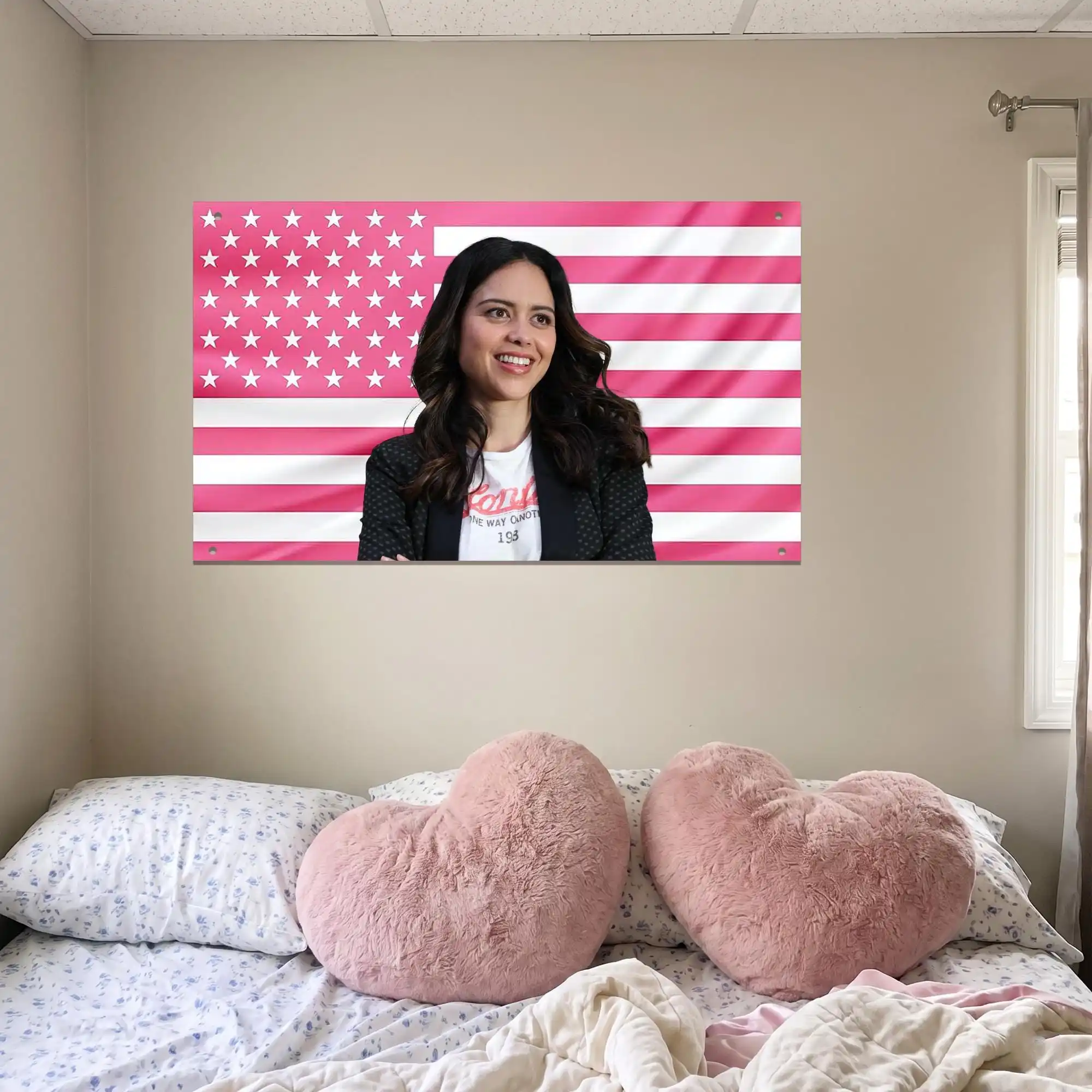 Angela Star Pink US Wall Tapestry The Rookie Flag Aesthetic Style Wall Decor for Bedroom, House, Room, For Fans