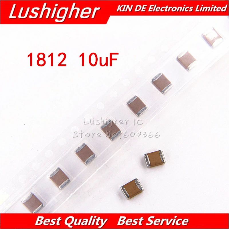 

10pcs 1812 10uf 106K 10.0uf 500V X7R 10% 4532 SMD MLCC Ceramic Capacitor