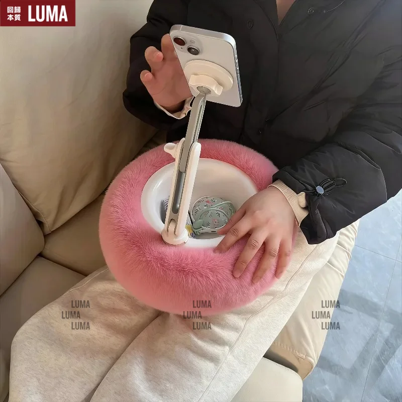 Tablet Pillow Holder Plush Pillow Mobile Phone Desktop Stand Adjustable Length Angle for watching Live Video