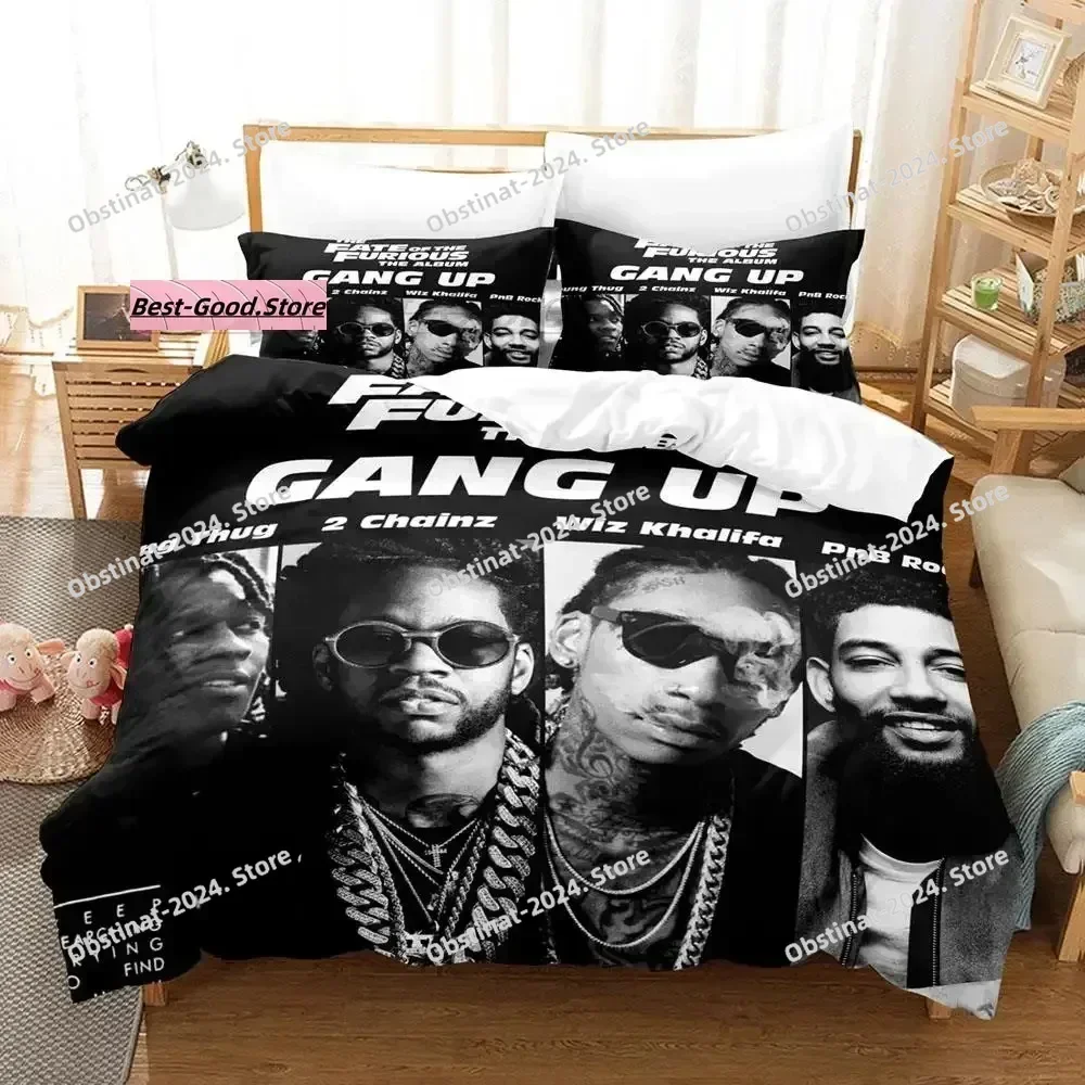 랩 영보이 네버 브로크 어게인 침구 세트 싱글 트윈 프린트 베개 커버 포함 침대 이불 커버 싱글 더블 퀸 슈퍼 킹 사이즈