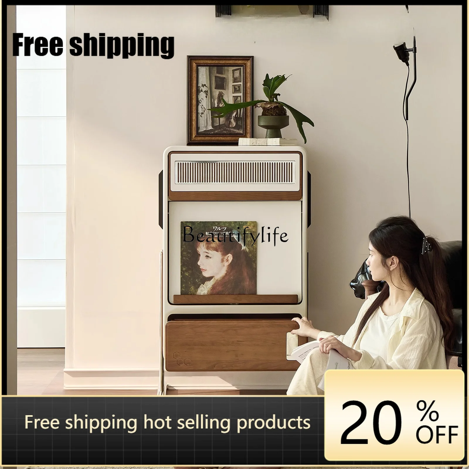 hot Factory Direct Cherry solid wood dining side cabinet retro narrow side short storage locker
