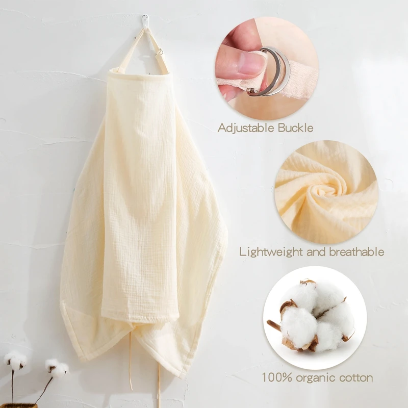 1Set Baby Adjustable Privacy Breastfeeding Apron Feeding Nursing Cover Wooden Rings Mother Outing Breastfeeding Cover Cotton