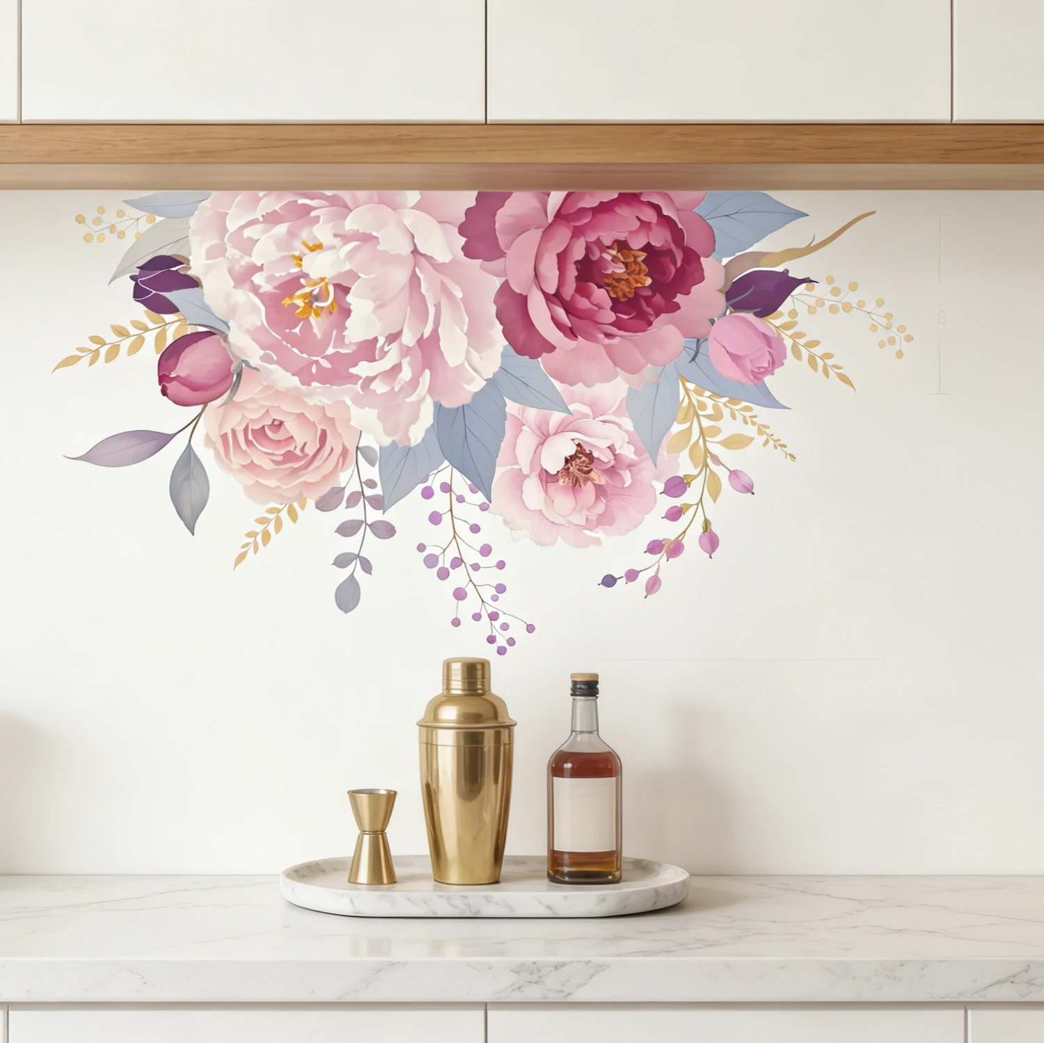 Gentle floral wall decals: peonies, vibrant oranges, various designs. Perfect for walls, refrigerators, home decor, and beautifi