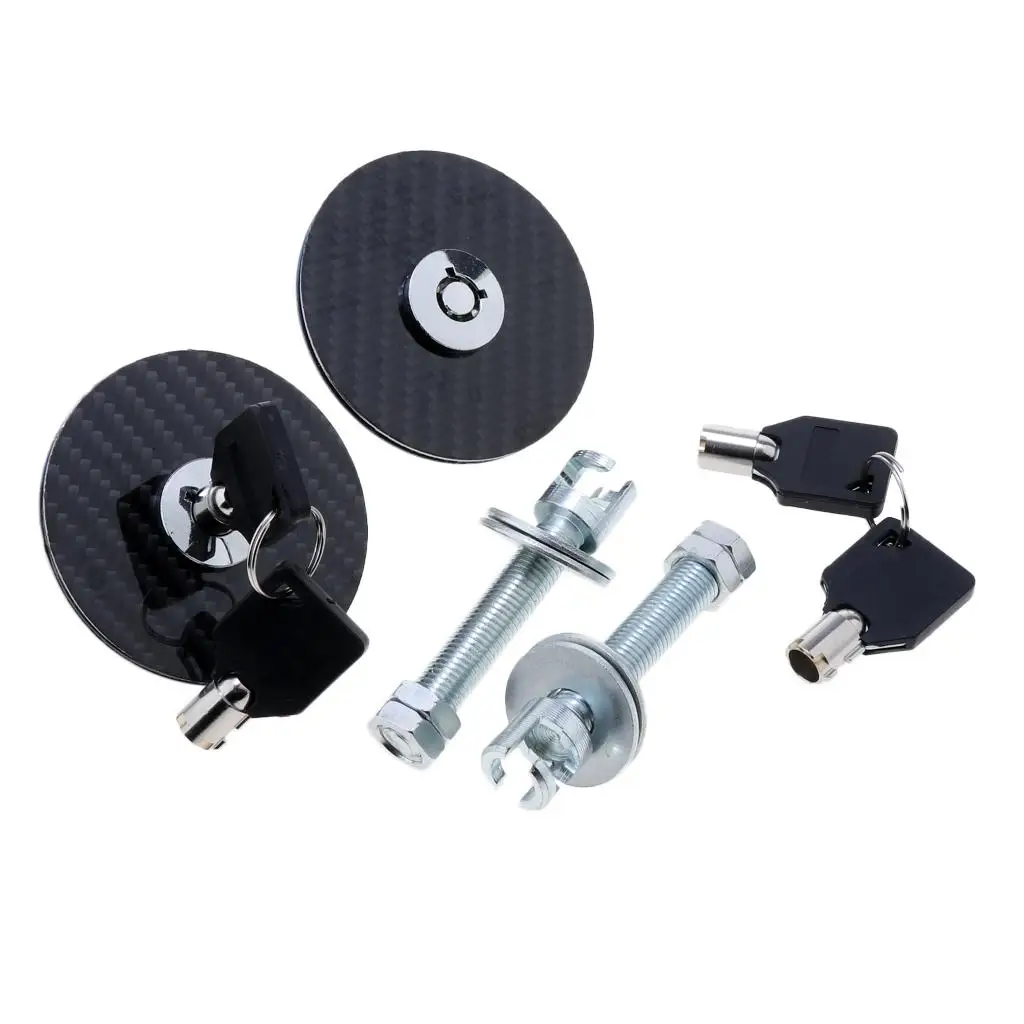 

Round Carbon Fiber Mount Bonnet Racing Security Hood Pins Latch -