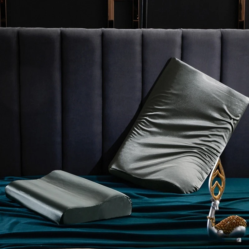 2Pcs Luxury Satin Silk Pillowcase Pink Grey Solid Color Satin Imitated Silk Pillow Cover 30cmx50cm/40cmx60cm Pillowcase - view 3