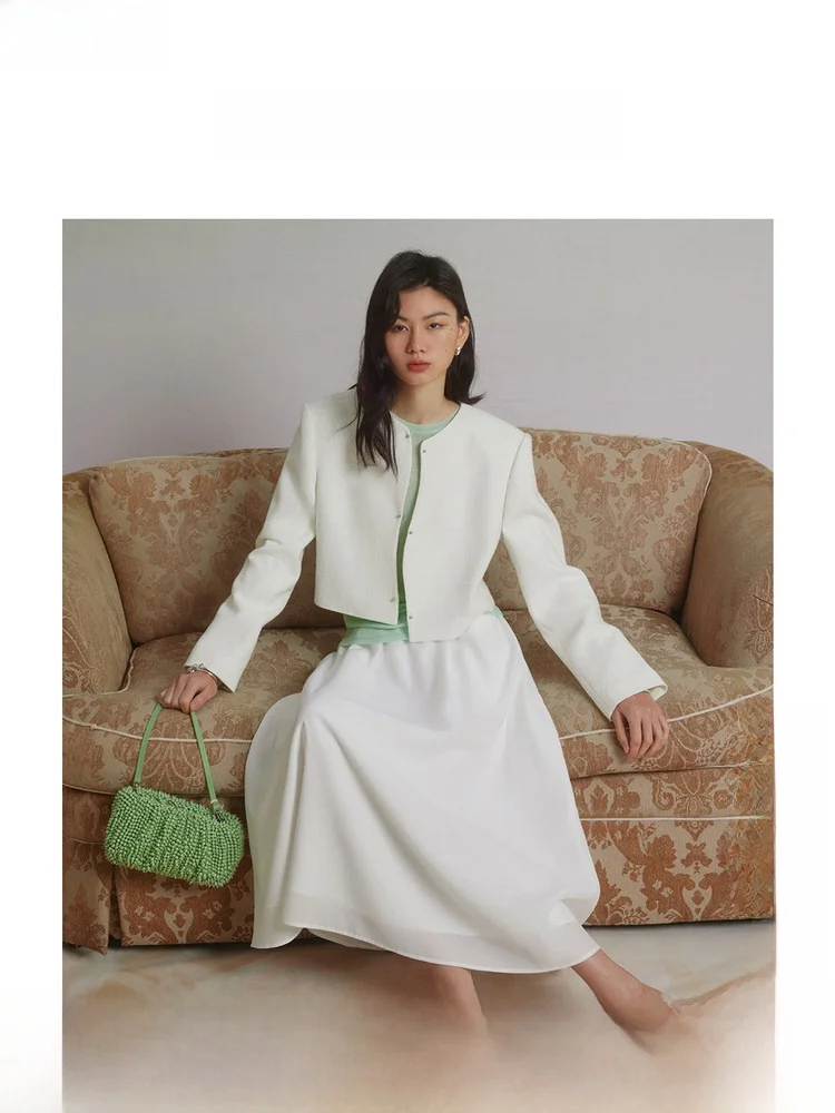 

ZhiZhi Cherry Word Song Early Spring Loose Riverfront Mixed Fiber Women's Elegant Little Fragrance Style Jacket Coat