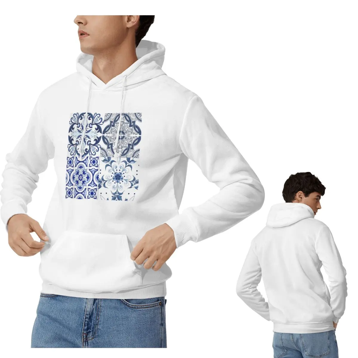 

Majolica, китайская плитка, цветы, мозаика, летние толстовки для мужчин и женщин, пуловер, модный свитшот с длинным рукавом и капюшоном, осень-зима